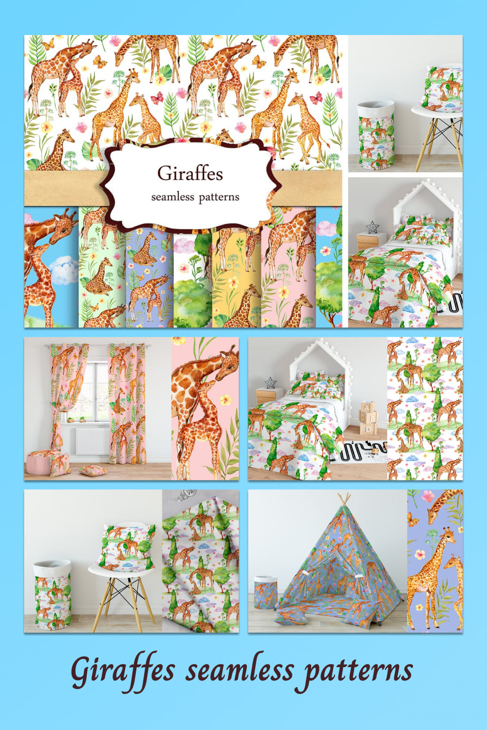 Giraffes Seamless Patterns 04.