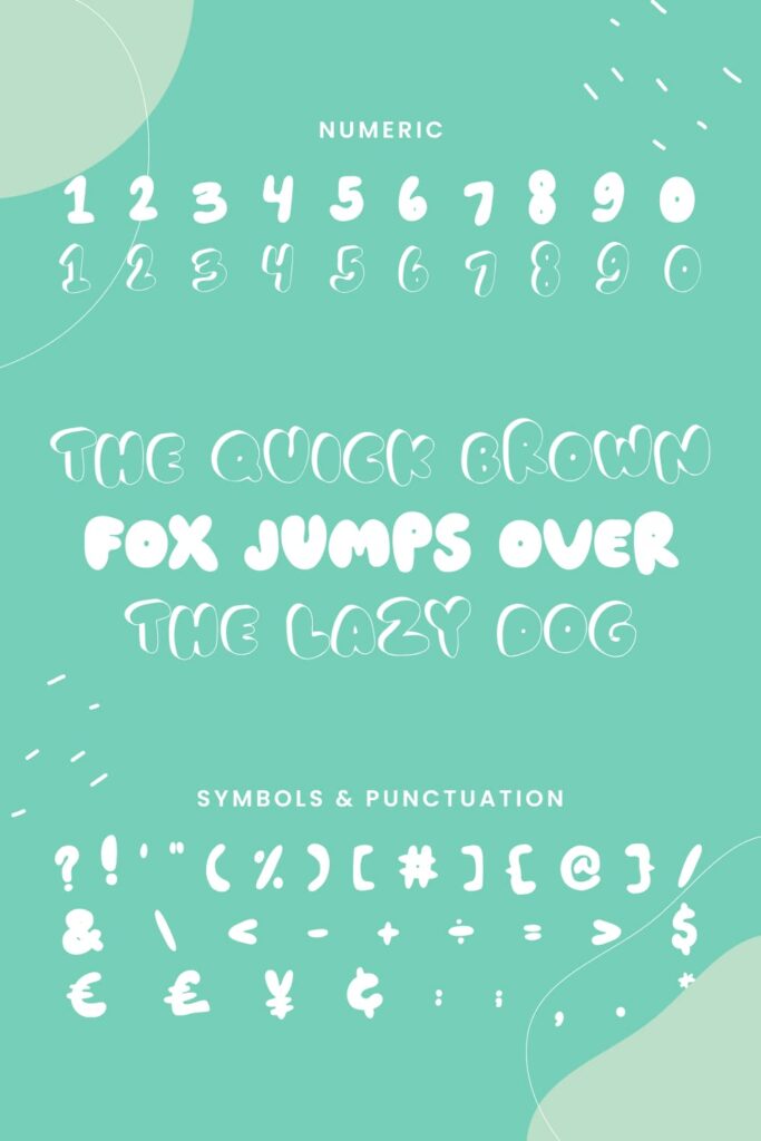 Greensea Free Patrick Font Pinterest MasterBundles preview with numeric and symbols.