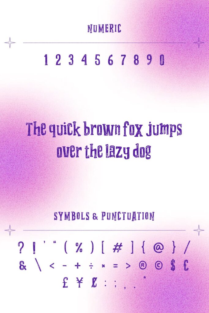 Grooving Textured Free Distressed Font Pinterest preview with numeric, symbols and punctuation.