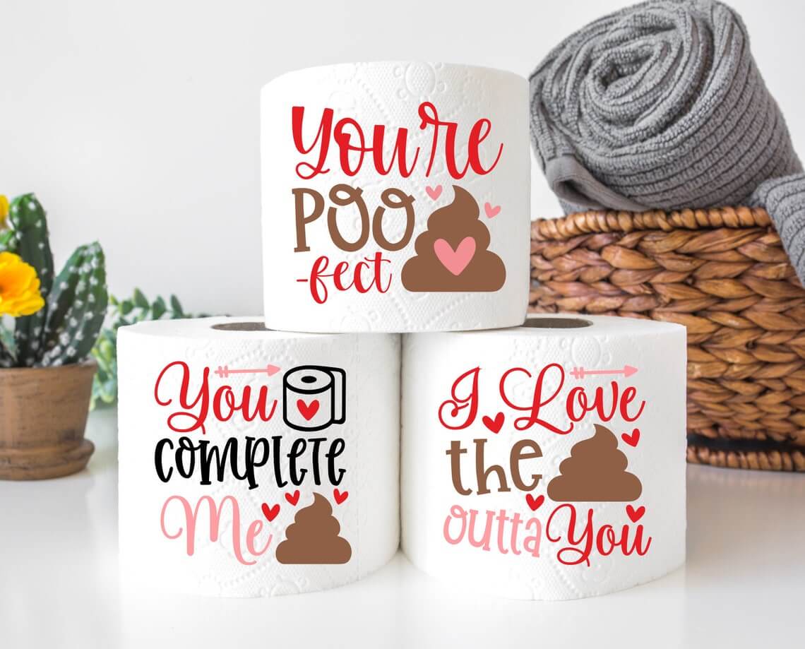 3 Types of Toilet Paper for Valentines Day.