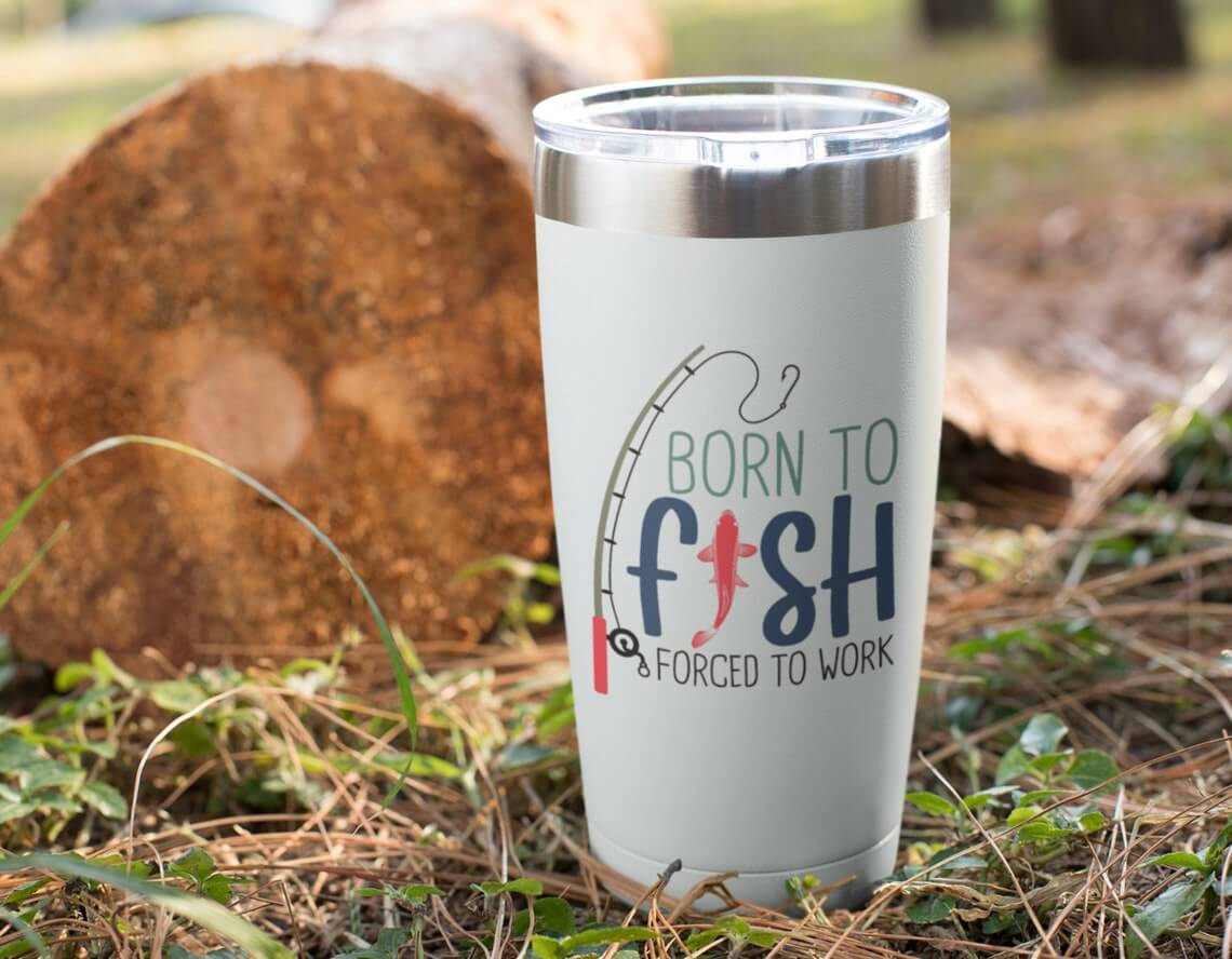 White thermal mug with your unique print.