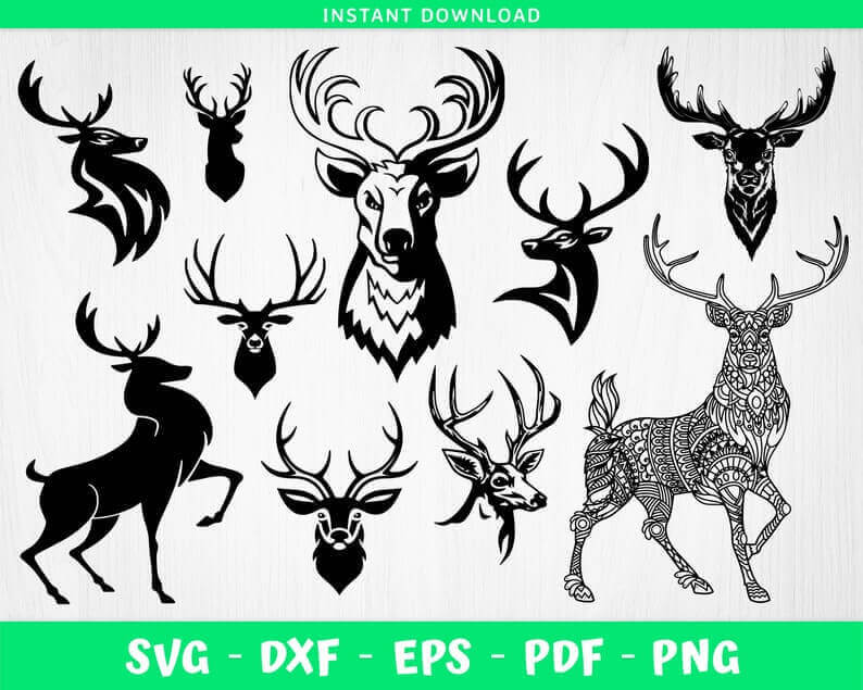 Deer Mandala SVG, DXF, EPS, PDF, PNG.