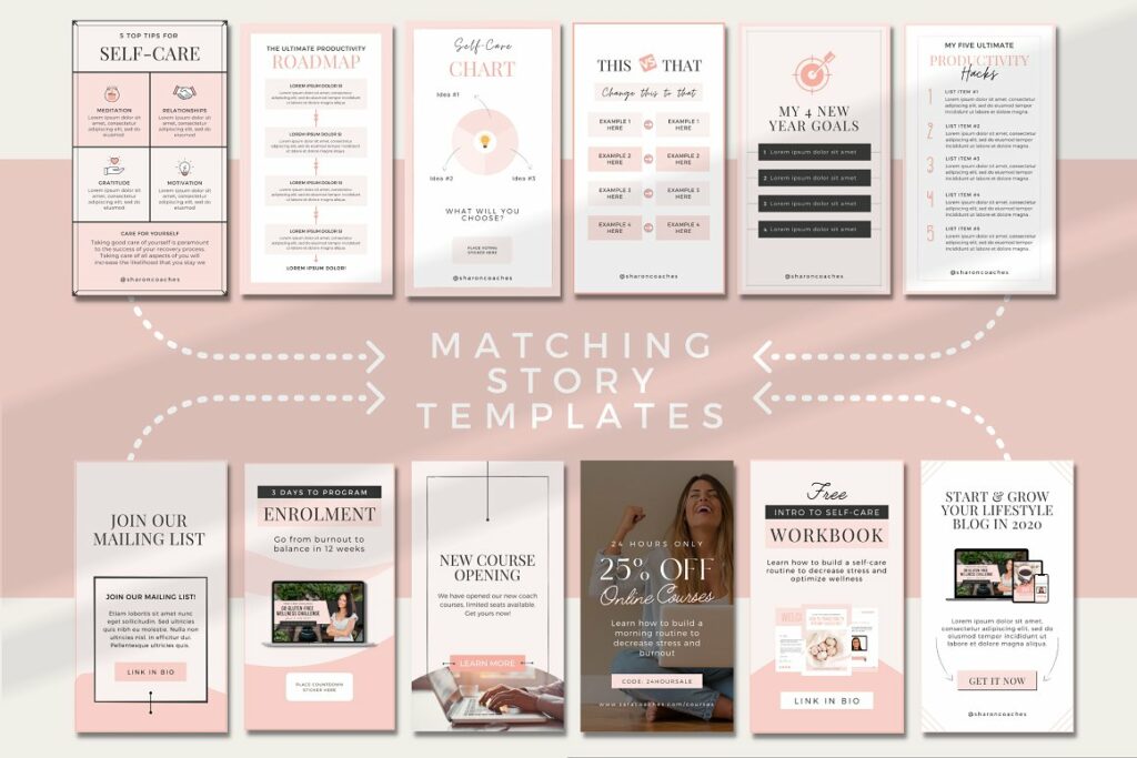 Instagram Bundle For Coaches story templates.