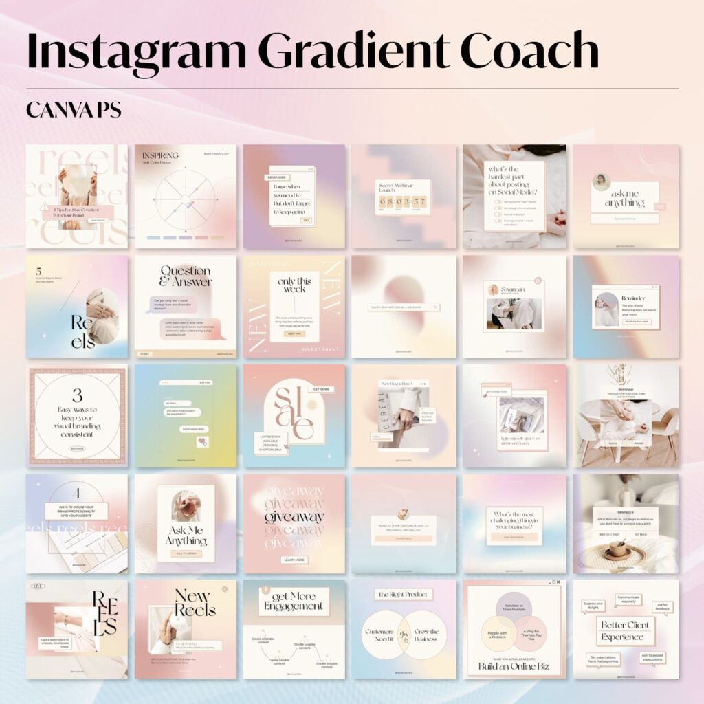 Instagram Gradient Coach | CANVA PS   MasterBundles