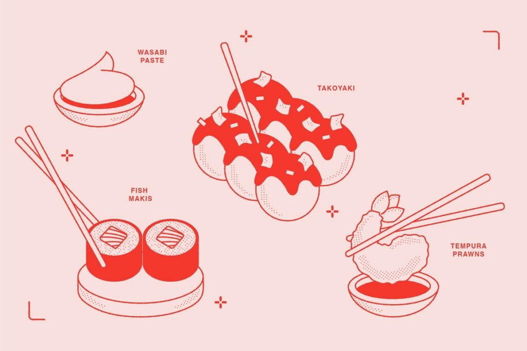 Japanese food vector illustration example.