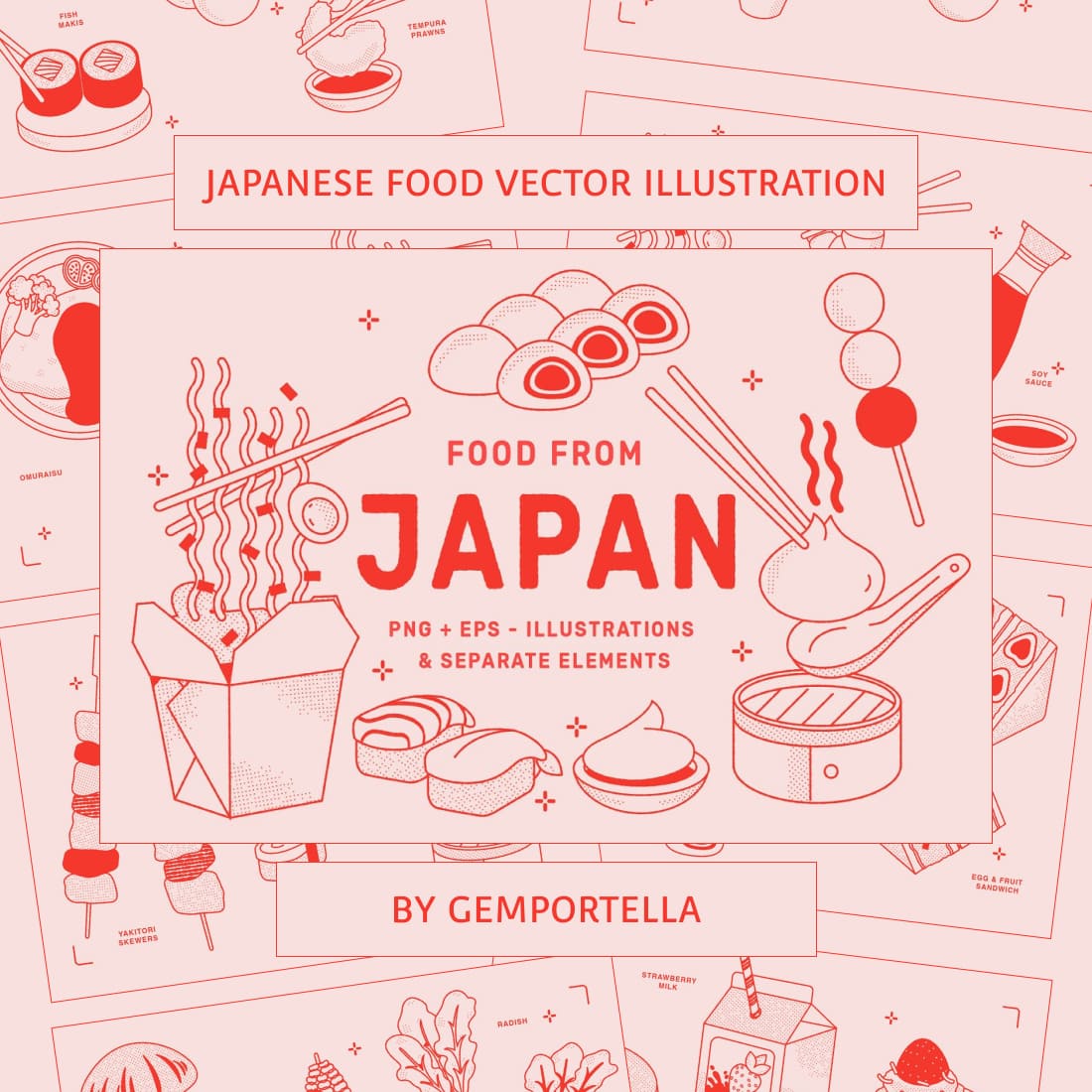 Japanese food vector illustration main cover.