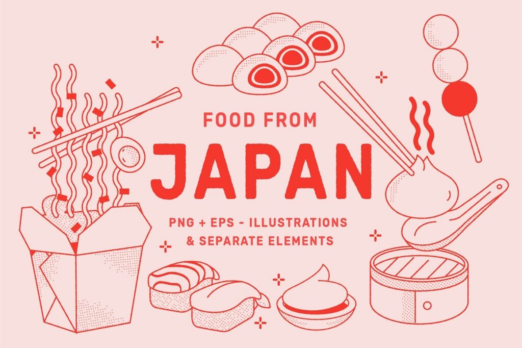 Japanese food vector illustration main preview.