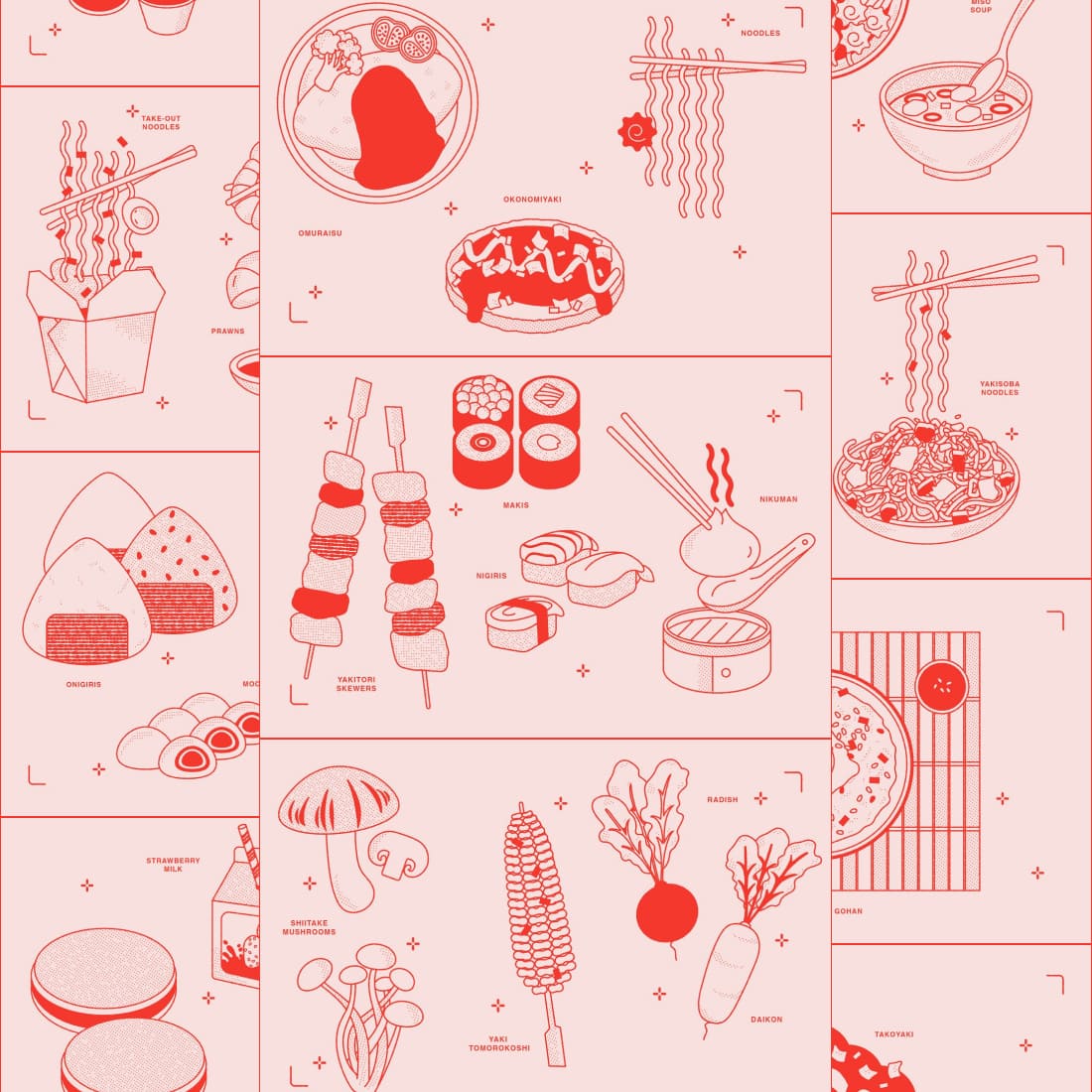 Japanese food vector illustration preview.
