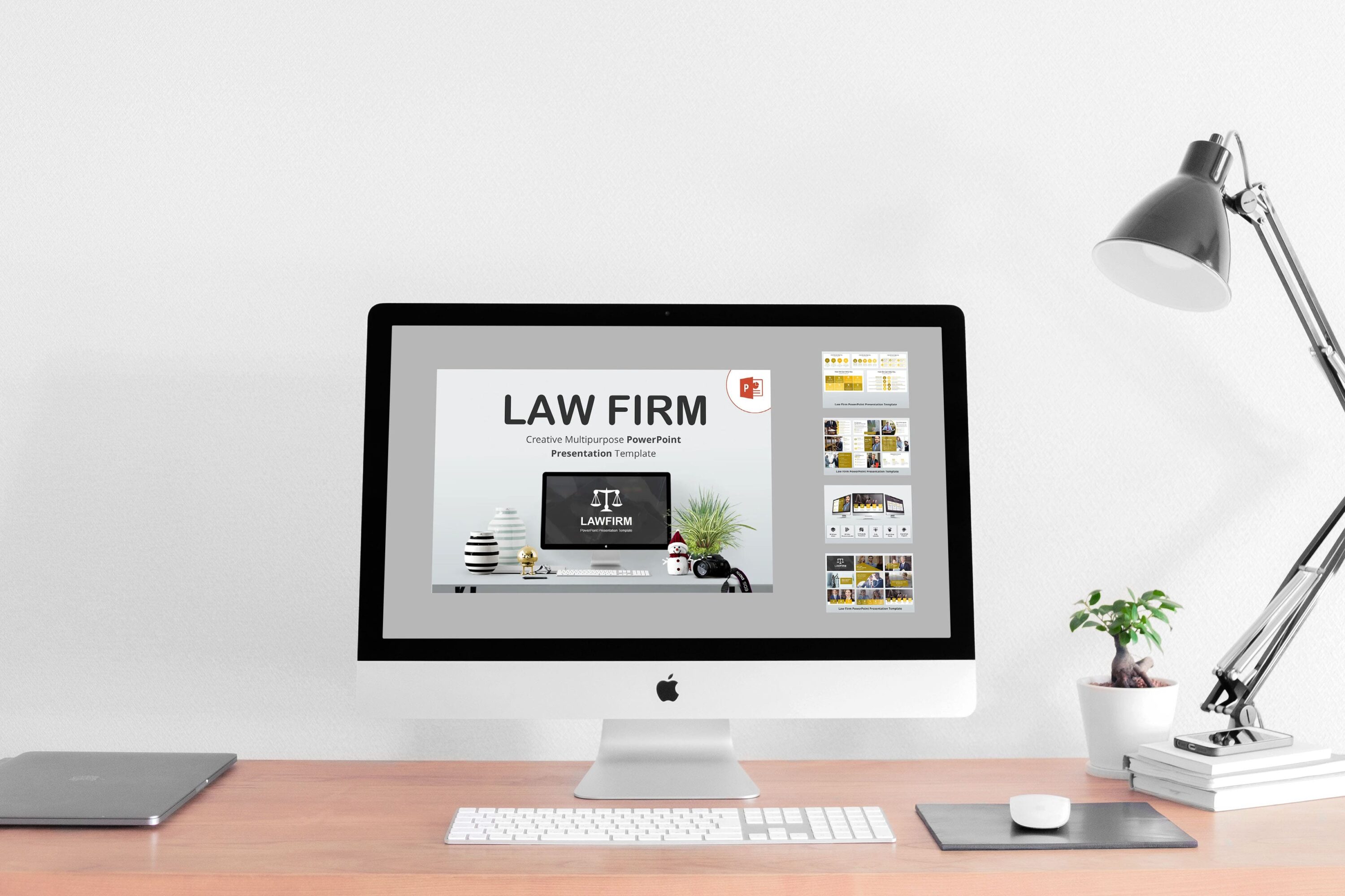 law firm powerpoint template mockup pc.