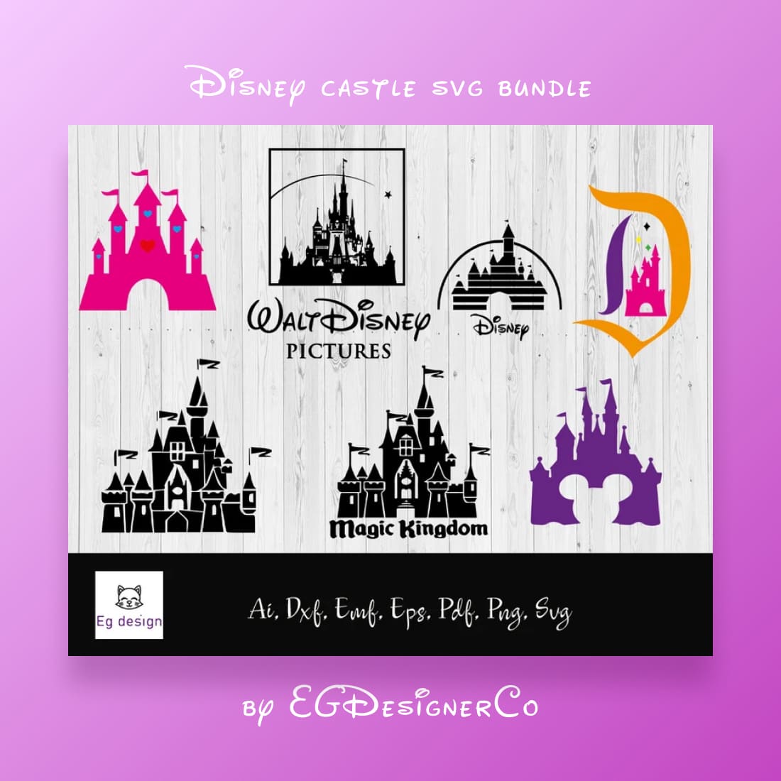 Magic Disney Castle SVG Bundle main cover.