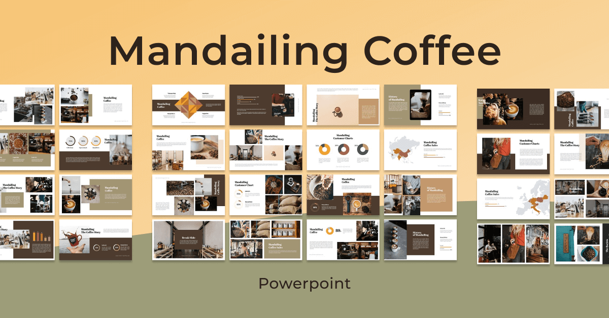 Mandailing Coffee Powerpoint on Yellow and Green Background.
