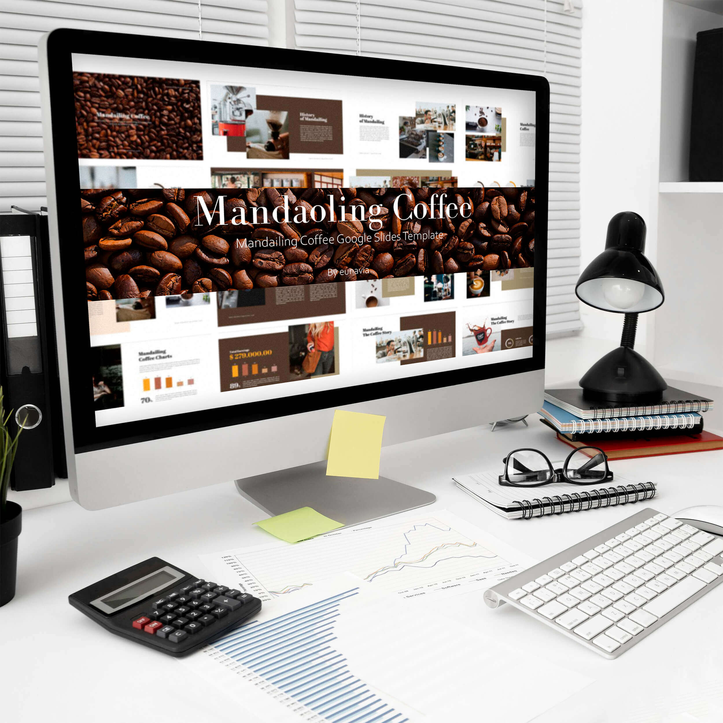 Preview Mandailing Coffee Google Slides Mockup on Desktop.