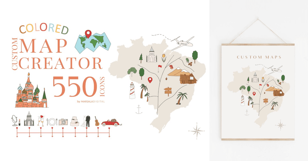 Map Creator Wedding Summer Travel – MasterBundles