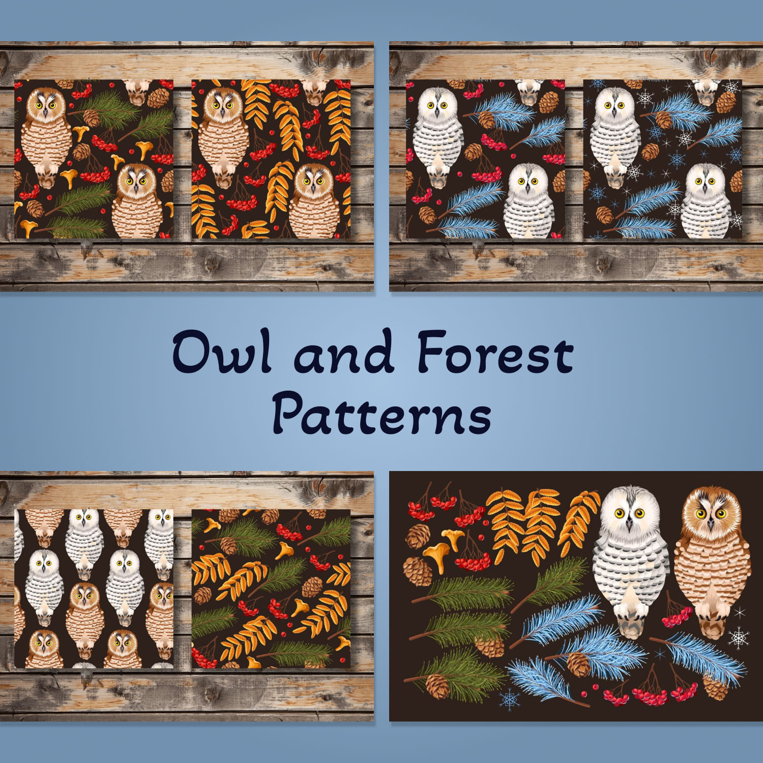 Owl and Forest Patterns 01.