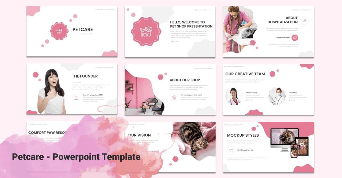 Mockup Styles of Petcare Powerpoint Template.