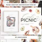 Picnic creator watercolor food set main cover.