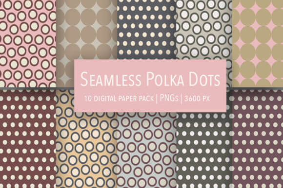 Seamless Polka Dots 10 Digital Paper Pack.