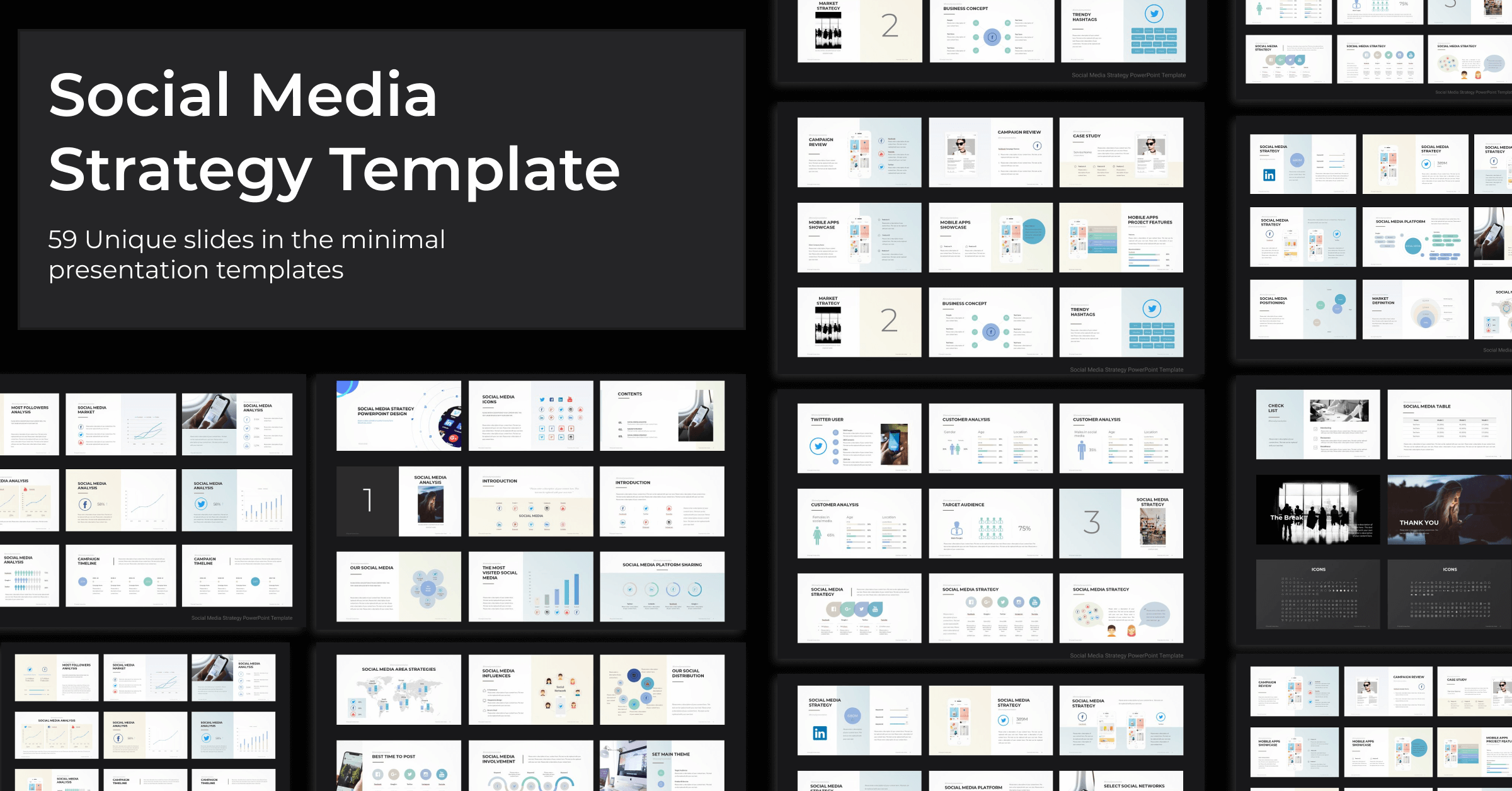 59 Slides of Social Media Strategy Template.