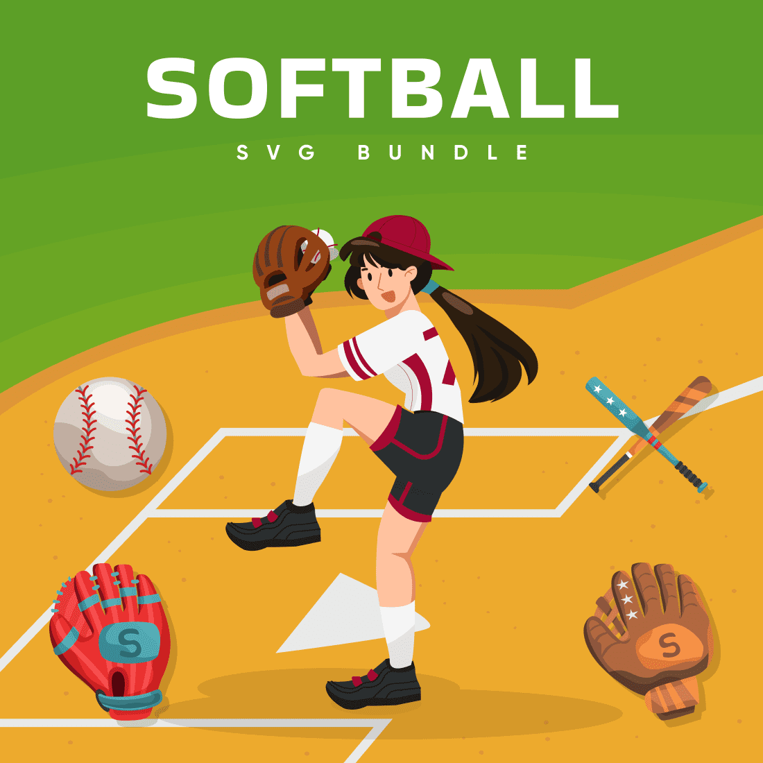softball svg bundle preview cover image.