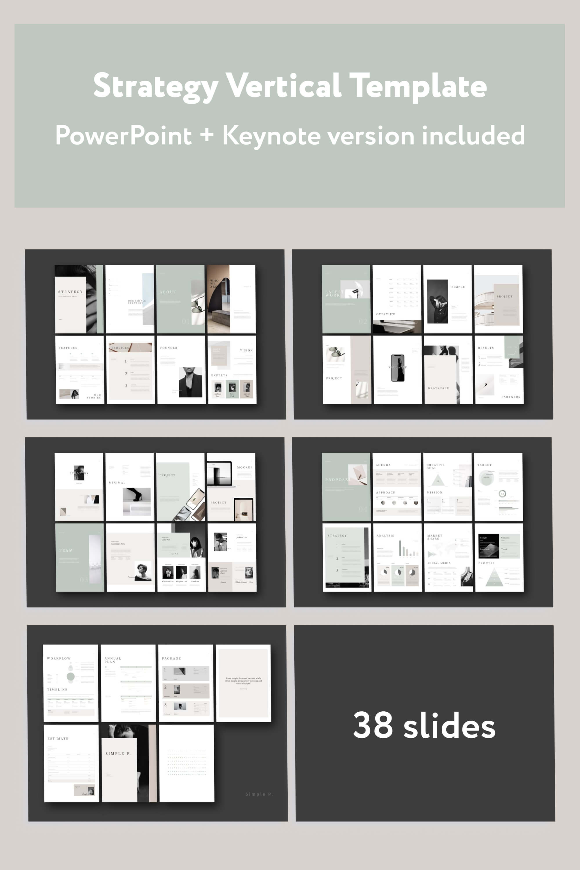 Strategy Vertical Template PowerPoint and Keynote Version Included 38 Slides.