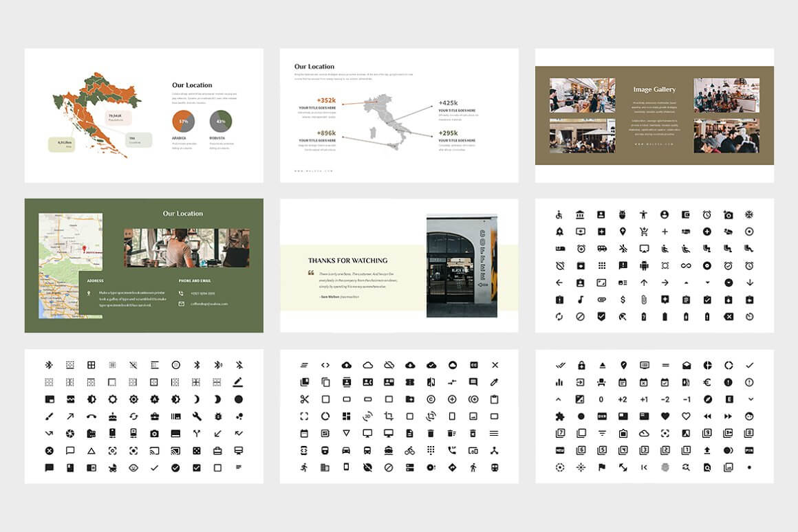 Coffee shop presentation pages.