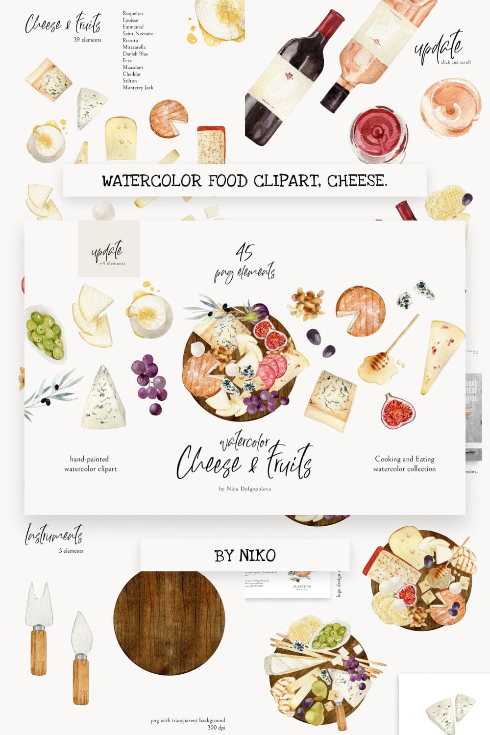 Watercolor food clipart cheese Pinterest.