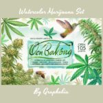 Watercolor marijuana set preview.