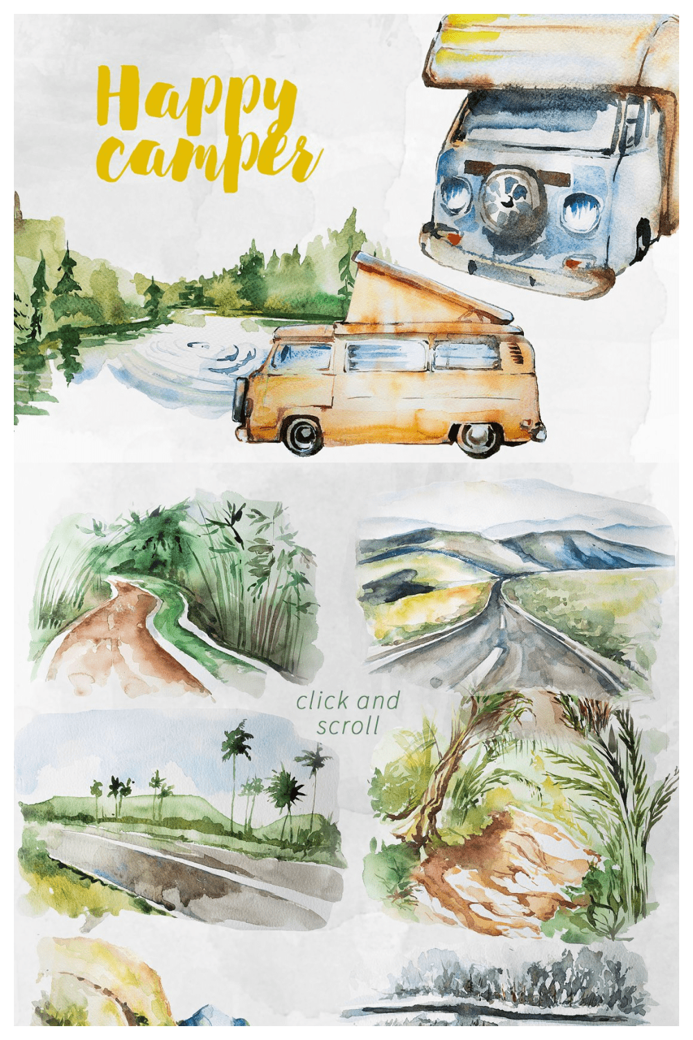 Watercolor Travel Clipart Bundle pin2.