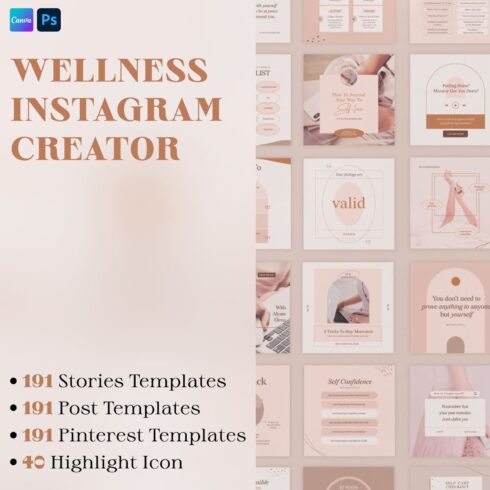 Wellness Instagram Creator CANVA PS main cover.
