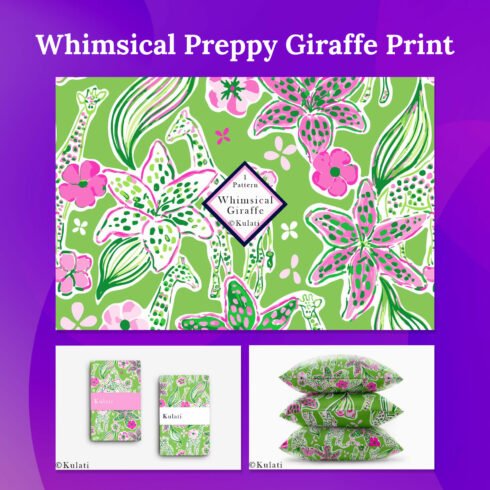 Whimsical Preppy Giraffe Print 01.