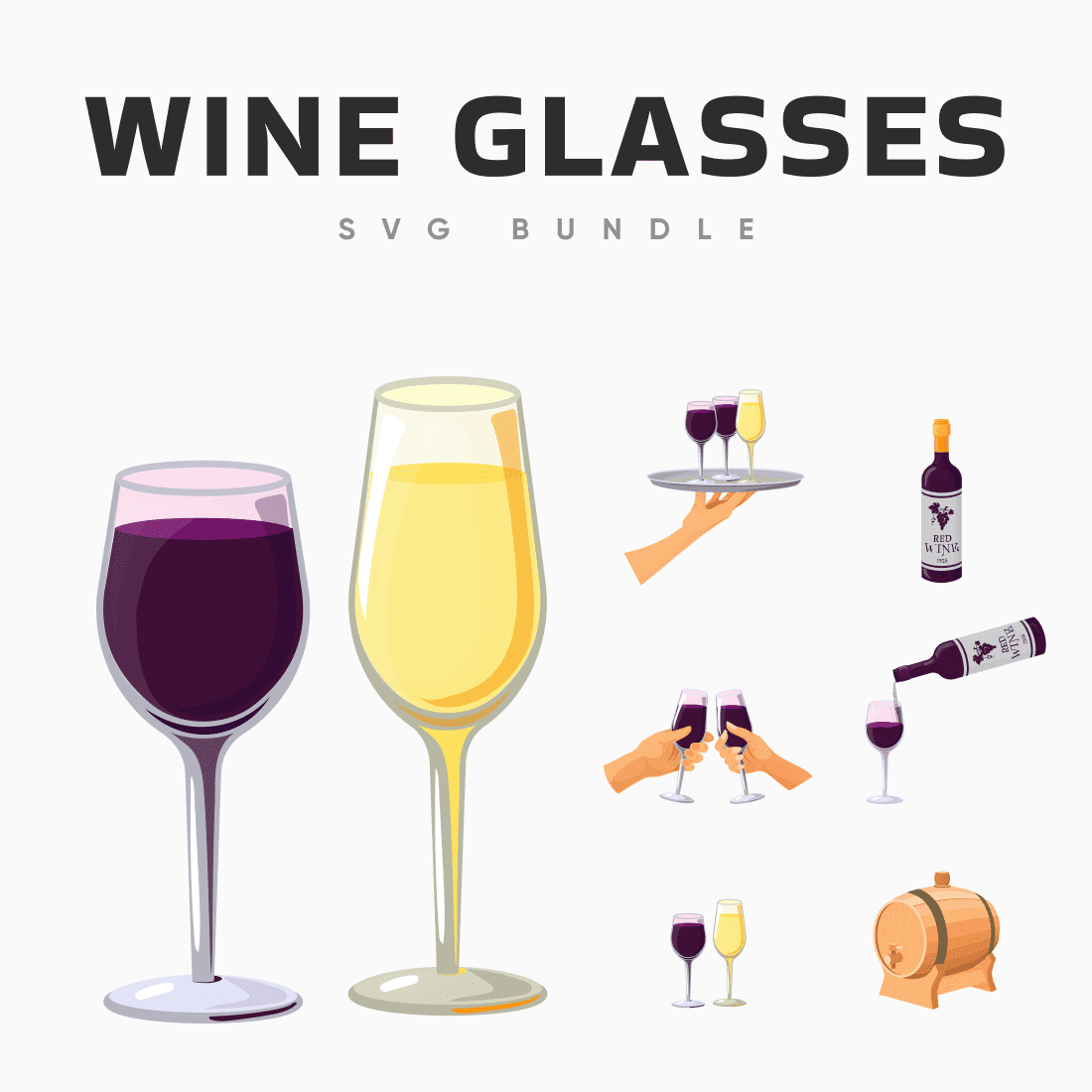 wine glass svg bundle cover image.