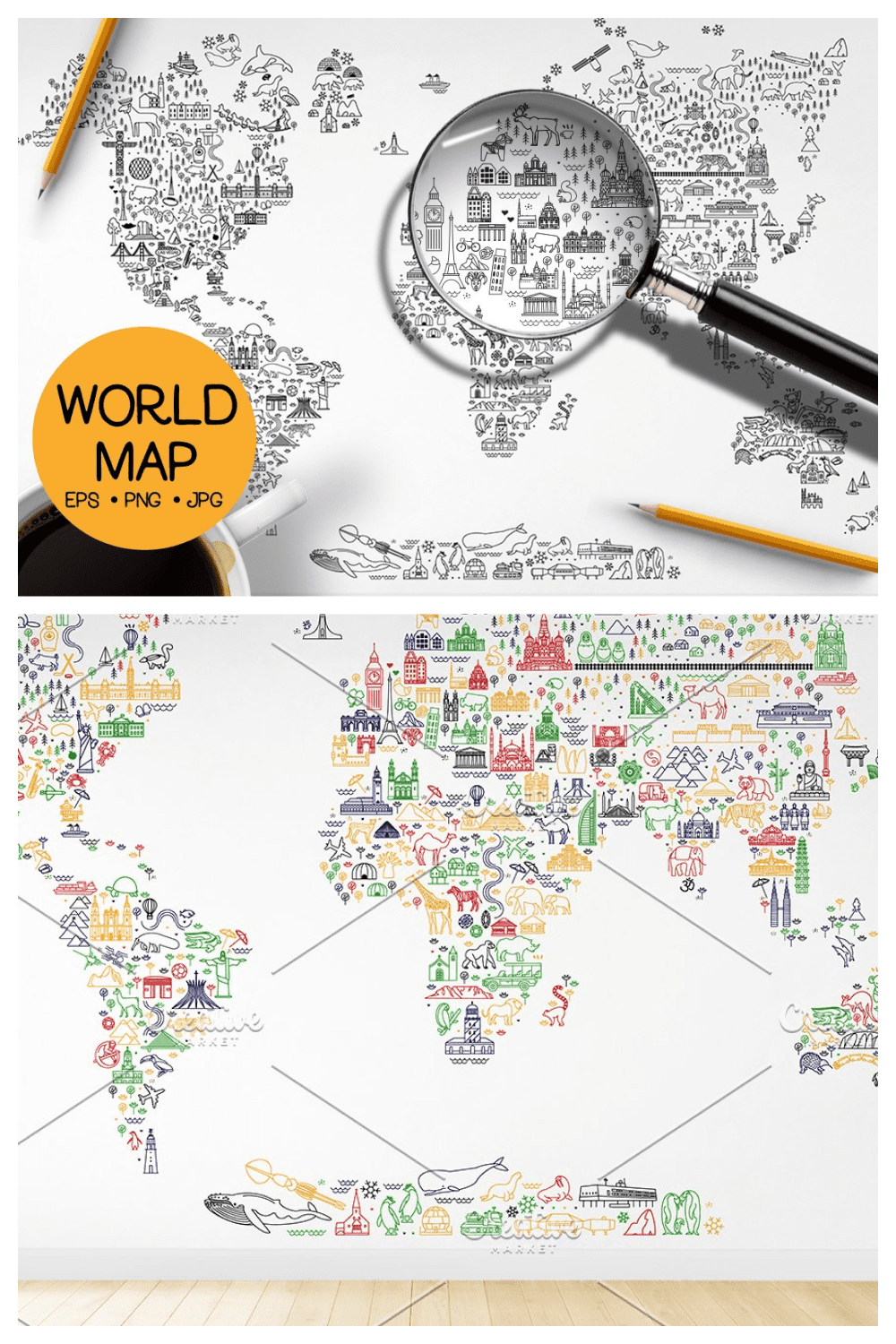 World Travel Line Icons Map pin1.