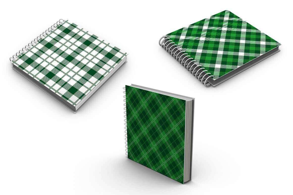 Three Checkered Notebooks with Springs.