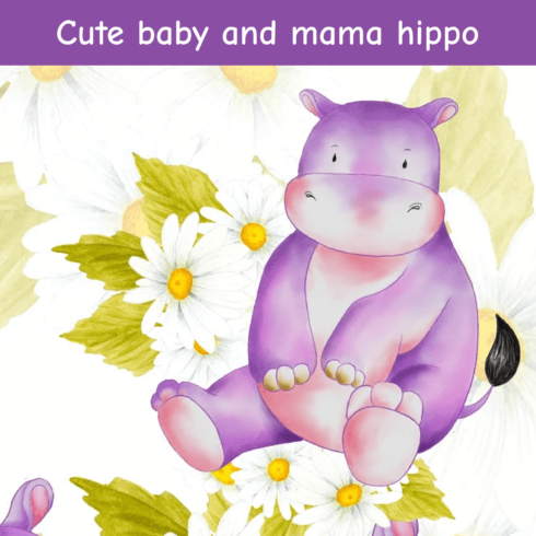 Cute baby and mama hippo.