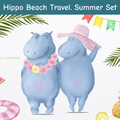 Hippo beach travel. summer set.