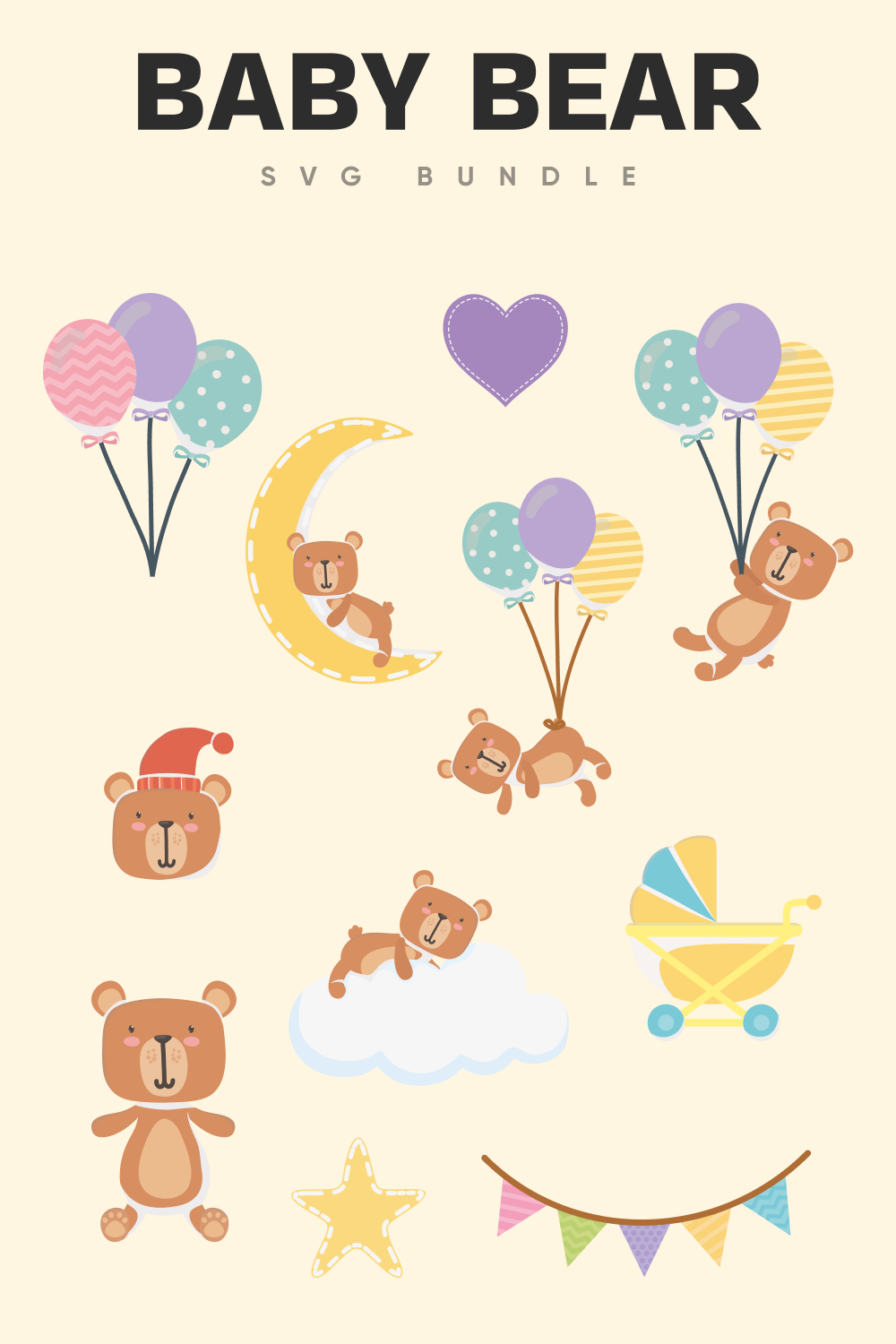 Baby bear SVG bundle.