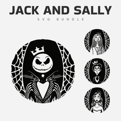 Black color jack and sally SVG.