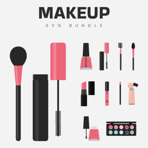 Pink makeup SVG bundle.