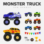 Monster truck svg bundle.
