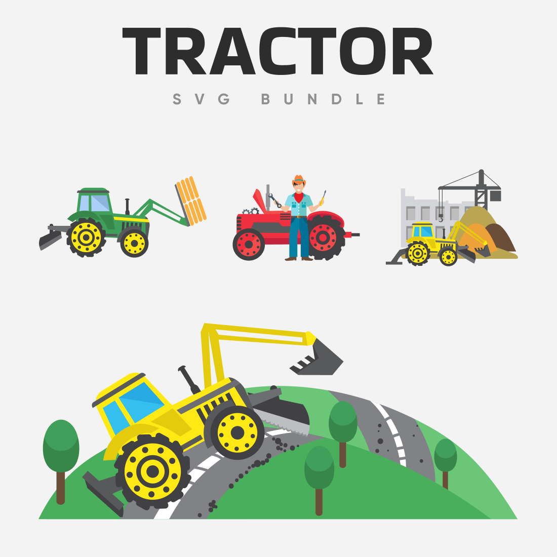 Many form tractor svg.