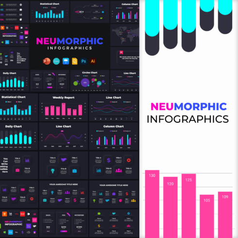 Neumorphic Infographics Pack Preview.