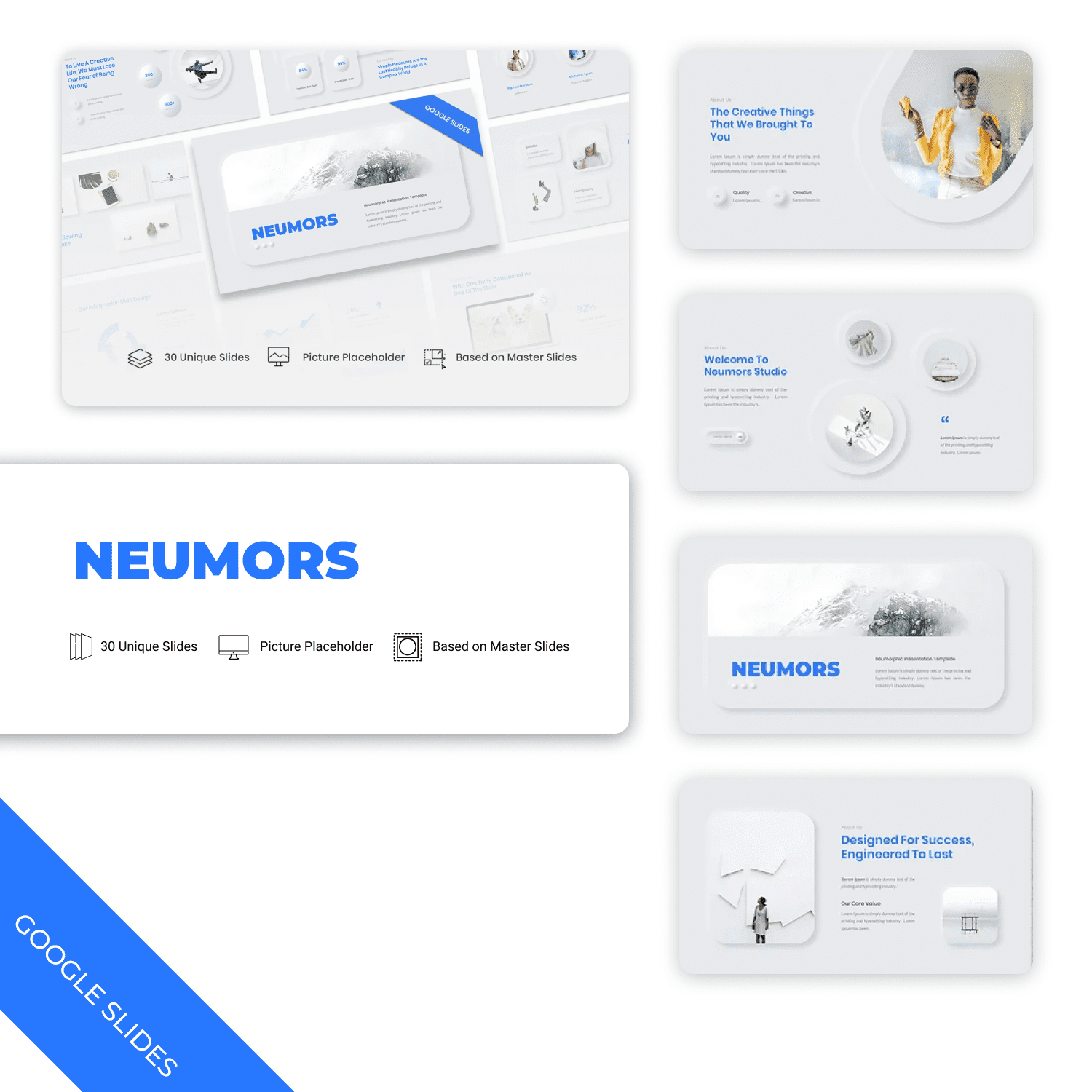 Neumors – Neumorphic Google Slides Preview.