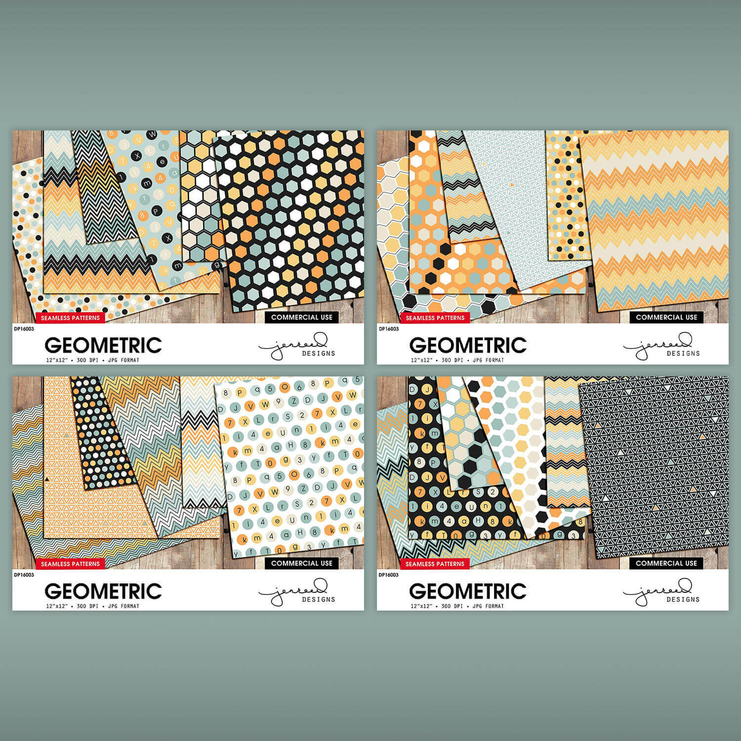 Four Different Types of Geometric Patterns.