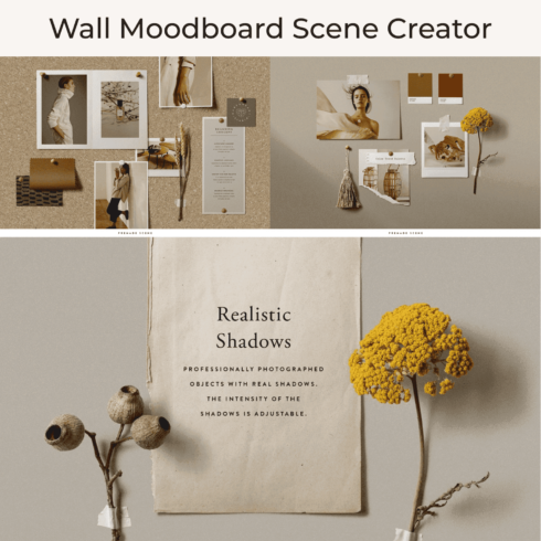 Wall Moodboard Scene Creator - "Realistic Shadows".