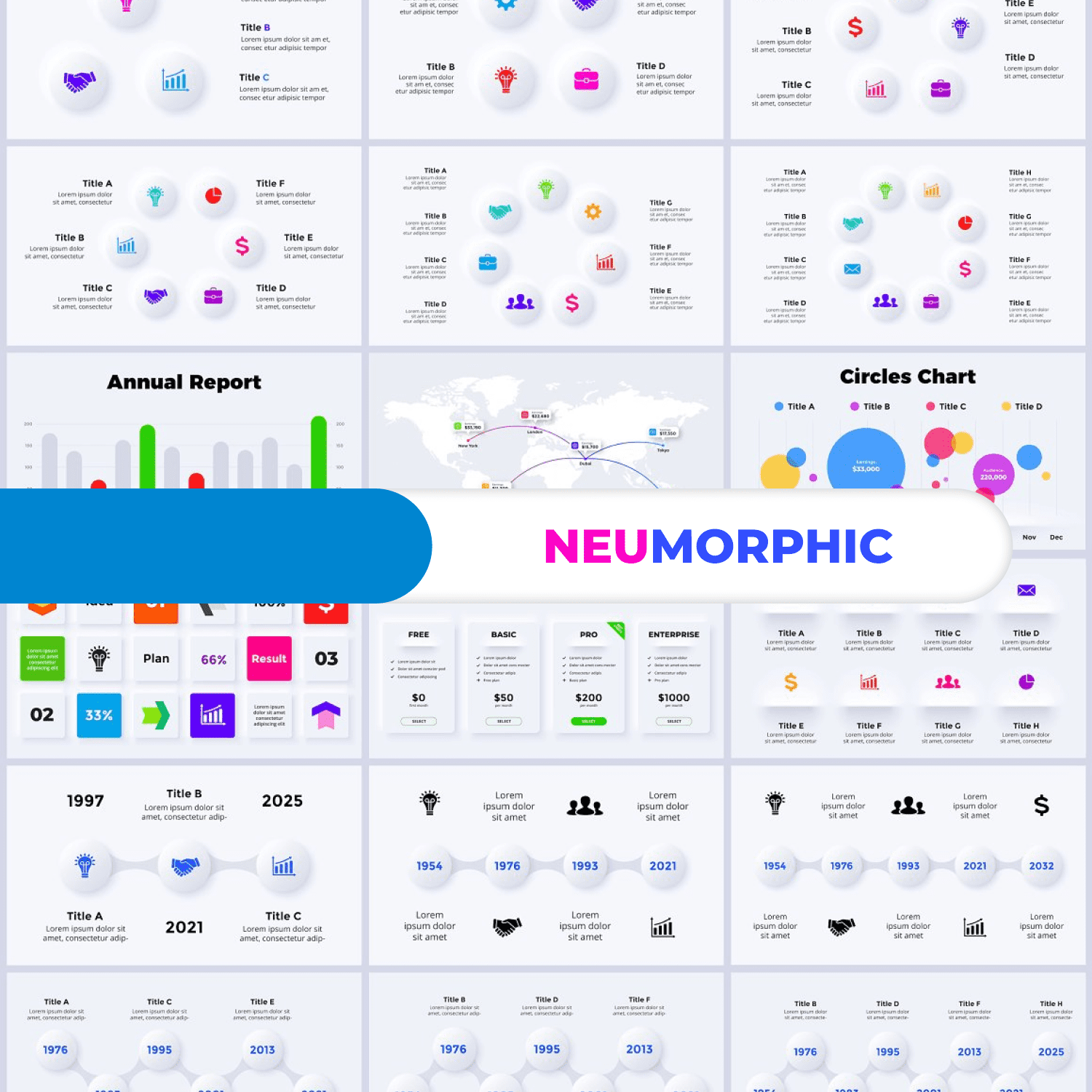 Neumorphic Infographics Pack Preview.