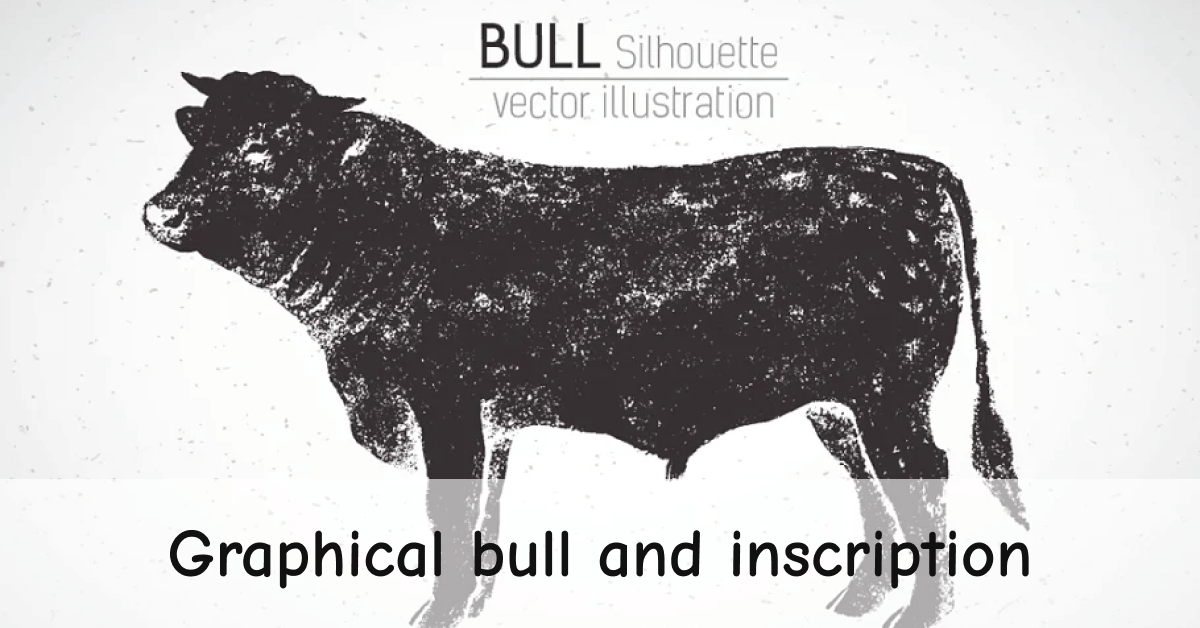 Graphical bull and inscription.
