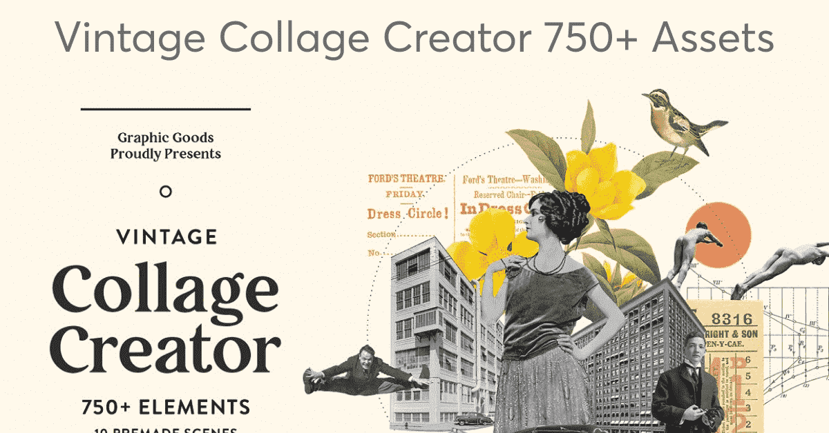 Vintage Collage Creator 750+ Assets - Premade Scenes Preview.