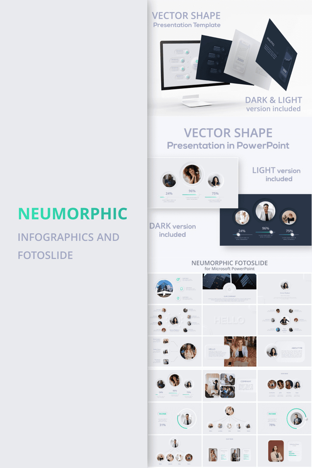 Neumorphic - Infographics And Fotoslide - "Neumorphic Fotoslide For Microsoft PowerPoint".