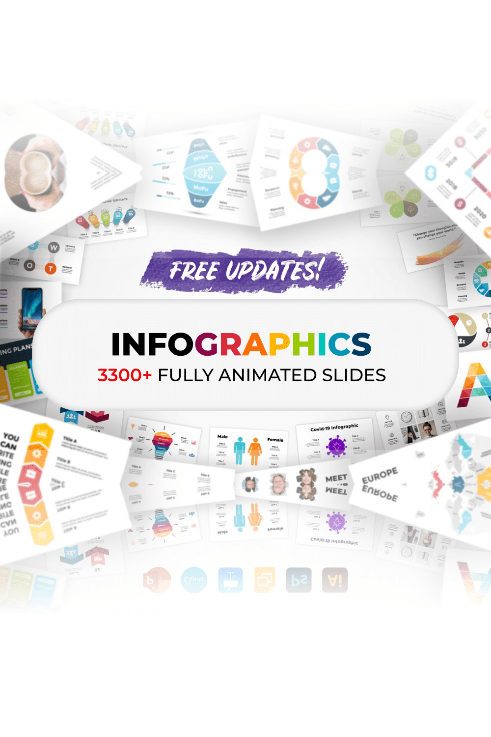 Neumorphic Infographics Pack - 3300+ Fully Animated Slides.