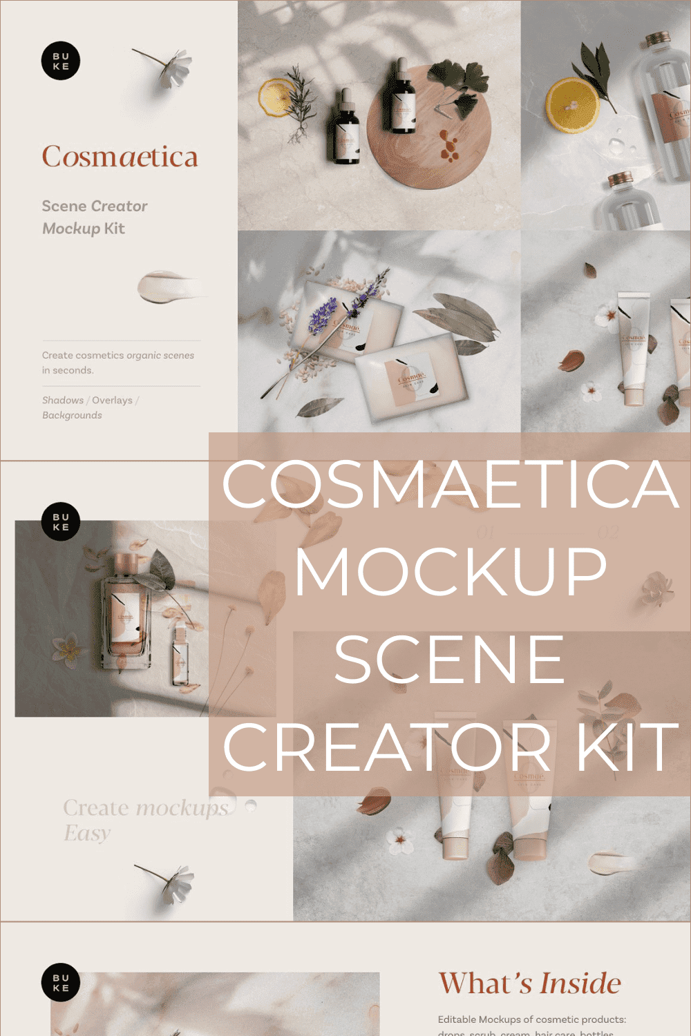 Cosmaetica Mockup Scene Creator Kit - Create Cosmetics Organic Scenes In Seconds.